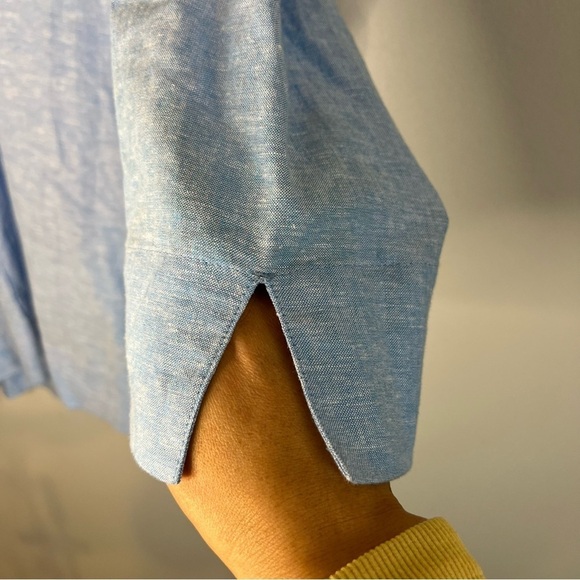 Lands’ End Women's Notch Neck Linen Viscose Tunic Pocket Beachy Boho Sz XXL Blue - Picture 7 of 14